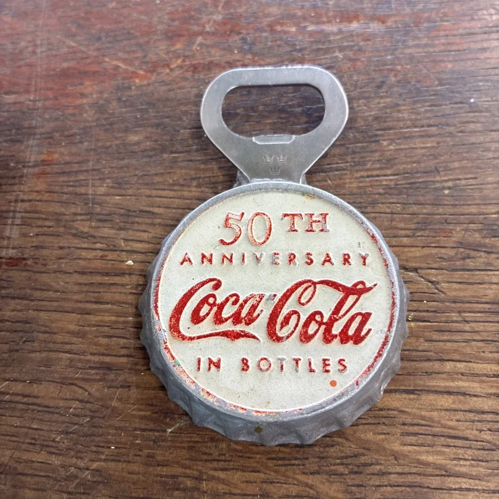 RARE 1940s Coca-Cola 50th Anniversary bottle opener commemorative